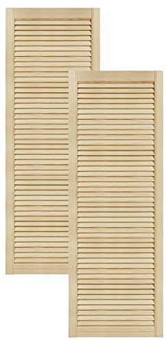 DecoMeister Puertas de Lamas Madera 494x1406 mm - Pack de 2 Pino sin tratar | Puerta interior de Armario de láminas con ventilación Abierta, Hoja de Madera Natural para Bricolaje, Grosor 21 mm