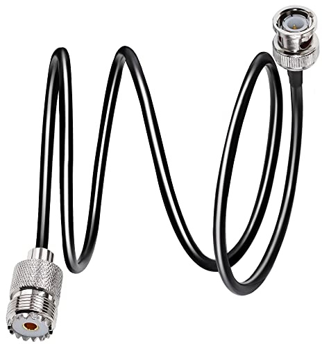 TUOLNK Cavo jumper da BNC a UHF RG58 Spina maschio BNC a PL259 Cavo di prolunga jack femmina SO239 3,3 piedi (1 m) per radio CB Cavo coassiale a spirale da PL 259 a BNC