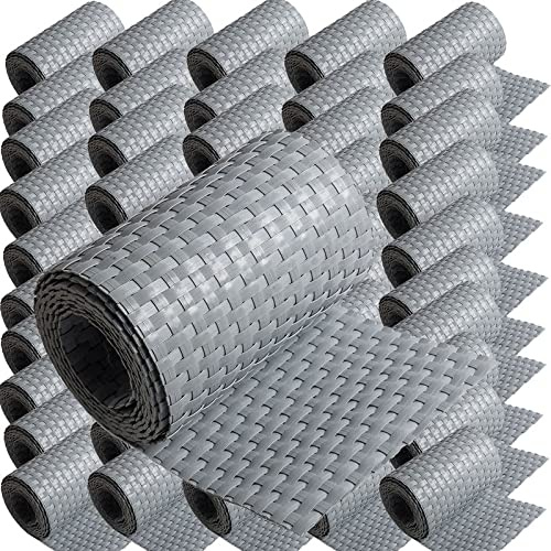 ECI 50 x Poly-Rattan Sichtschutzstreifen für Doppelstabzaun Doppelstab Matten Flechtzaun 19|255 cm Grau