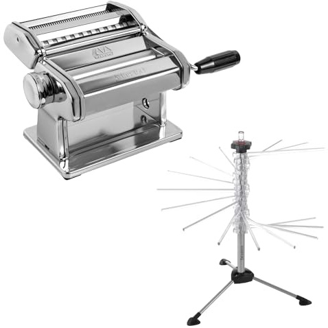 Marcato Classic Nudelmaschine Atlas 150 & TP-NEU Tacapasta Platzsparender Teigtrockner, Kunststoff, Transparent