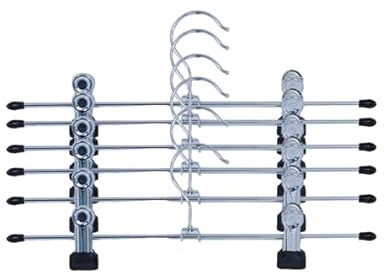 MSV - Juego de 36 Perchas de Acero Pulido con Clips Ajustables - Pantalones, Faldas, Toallas - Gancho Giratorio 360° - Alta Resistencia - 30 cm - Taupe