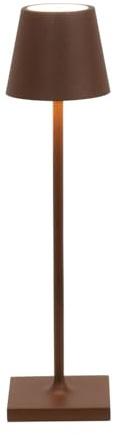 Zafferano, Poldina Micro Lampa, Uppladdningsbar Sladdlös Bordslampa med Touchkontroller, Lämplig för inomhus och Utomhusbruk, Dimmer, 2200-3000 K, Höjd 27,5 CM, Färg Corten