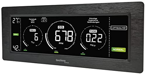 Technoline Luftgütemonitor, farbige Darstellung Co2 und TVOC Konzentration, Anzeige der Feinstaub -, Messgerät, für Ihre Raumluftqualität