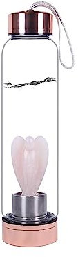 SSIMOO 1pc Natural Quartz Gemstone Crystal Glass Elixir Water Bottle Point Hand-Carved 3inch Angel Cup Crystal Wand (Color : 1-Rose angel)
