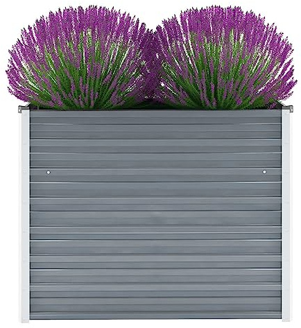 Hochbeet Pflanzkübel groß außen Balkon Pflanzkasten Garten-Hochbeet Verzinkter Stahl 100x40x77 cm Grau Geeignet für Gartenbalkone im Freien