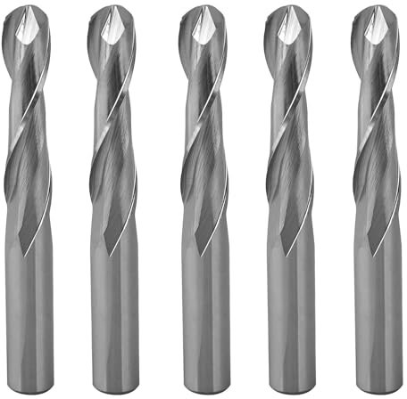 5 Stück, 6 mm Schaft, 6 mm CED, 25 mm CEL Kugelfräser, Spiralfräser, 2 Nuten, Hartmetall-Schaftfräser for Gravur, Fräsen, 3D-Bildhauerei, Schruppen, Acryl, Holz, PVC, Aluminium
