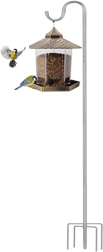 OLLIDOT Schäferhaken, Vogelfutterstation für den Außenbereich, 234 cm hoch, Edelstahl, robuste Stangen mit 5 Zinken, geeignet für Laternen, Gartenlichter, Hochzeitsdekorationen, 1 Packung