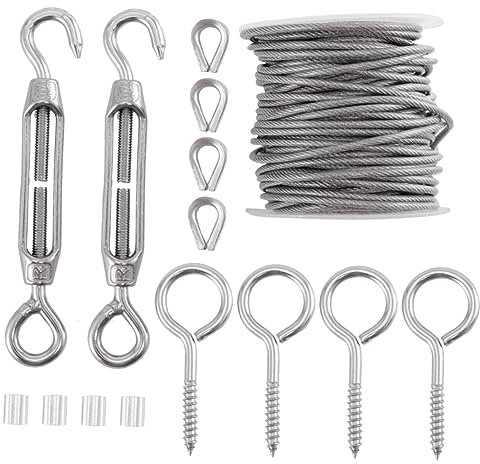 1 Set Wäscheleine Spannschloss Spanndraht Edelstahl Seil Drahtseile Draht Kit Wäscheleine Waschen Kleidung Stahlseil Draht Vorhang Hängesystem Outdoor Seilspanner