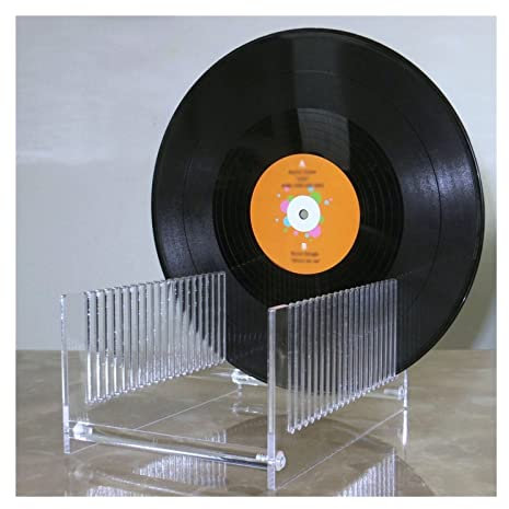 Schallplattenständer Aufbewahrungshalter for Schallplatten, transparentes Acryl-Schallplatten-Präsentationsregal – Tisch-Schallplatten-Ausstellungstablett, stapelbar for bis zu 20 Alben, 30,5 cm (12 Z