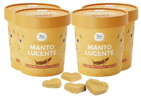 Biscotti per Cani per il Pelo, contro la Dermatite | Ricchi di Ribes Nero per un Manto Luminoso e in Salute | Snack Cane funzionale gusto Ribes | 100gr X4 | Mangime Complementare italiano | Hygge Dog
