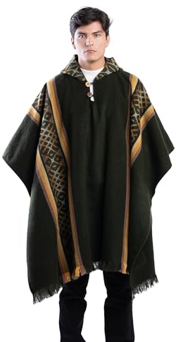 QISU ISKAY Alpaca Wool Poncho Luxuriously Soft, Thick & Warm, Lightweight & Breathable, Durable Artisan Handwoven Wool Blend Unisex Poncho, Ethically Sourced, 43”x 70”(Pachamama)