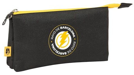 safta Kings League Rayo de Barcelona Federmäppchen für Kinder, ideal für Kinder im Schulalter, bequem und vielseitig, Qualität und Widerstandsfähigkeit, 22 x 3 x 12 cm, Schwarz, Schwarz, Estándar,