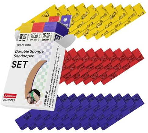 stedi Sanding Sponge for Model Gundam Building,3mm Hobby Model Tools Hand Sanding Block Waterproof Wet Dry Reuse #400#600#800 Grit Sandpaper, 30 Sheets