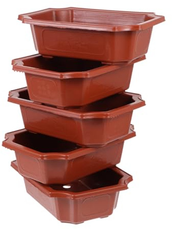 OFFSCH 5 Macetas de Plástico para Suculentas y Bonsáis Agujeros de Drenaje, Diseño Simple y Moderno, Ideales para Patios y Jardines