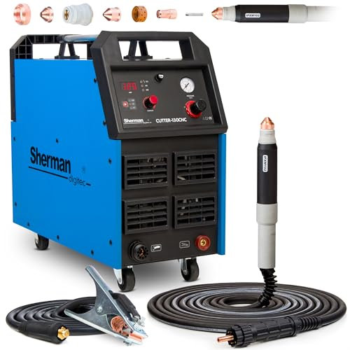 Sherman Cutter 130 CNC - 400V 125A CNC Plasmaschneider Pilotzündung BLOWBACK bis 45 mm mit 9m IPXM102 Plasmabrenner - ausgestattet mit 2-Takt und 4-Takt, Test und IGBT-Technologie