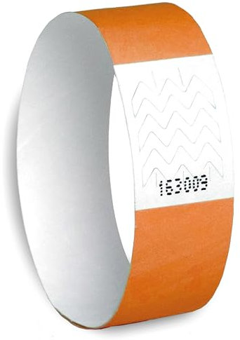 Eintrittsbänder, nummeriert, original Tyvek 19 mm - Festivalbänder, Eventbänder, Kontrollbänder, Securebänder, Partybänder, Einlassbänder, (neonorange, 300)