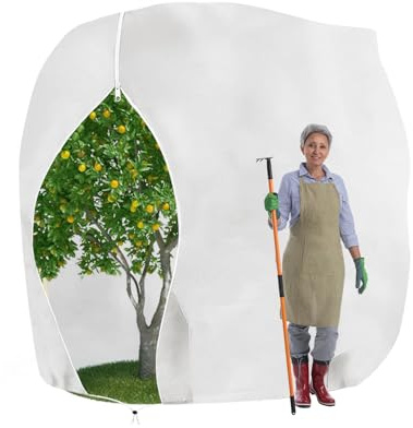 Kimgull 1 Stück Winterschutz für Pflanzen Frostschutz Schutzhülle Winterschutz Kübelpflanzensack mit Zugband, Wiederverwendbar Winter Pflanzenschutzsack Atmungsaktiv Reißfest 200X240CM (Weiß)