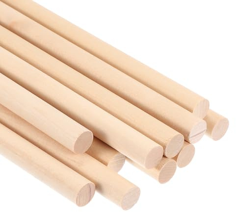 PATIKIL 5/9x15,75 Pollici Asta in Legn, 240pz Asta in Legno Bastone in Legno Tondi Non Finiti in Legno Duro per Artigianato Fai Da Te Decorazione Casa, 14mm x 400mm