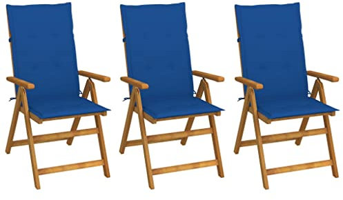 Sufrk Klappbare Gartenstühle 3 STK. mit Auflagen TerrassenstüHle CampingstüHle Set Klappbar StüHle FüR DraußEn BalkonstüHle Massivholz Akazie - 3064099