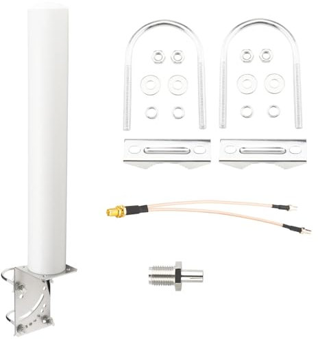 BOOBRIE 5G LTE Antenna Outdoor 600-6000MHz WiFi Antenna 10dBi Omni-Directional High Gain SMA RG58 Cable 5M with TS9 RG316 Cable 15CM and SMA to TS9 Adapter