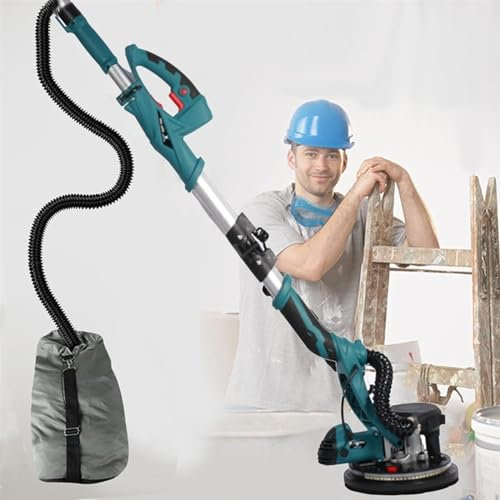Levigatrice for muri, Levigatrice elettrica da 1800 W con 20 dischi abrasivi, con aspiratore di polvere, Levigatrice for muri a 5 velocità variabile 1000-2100 giri/min con manico estensibile Tubo for