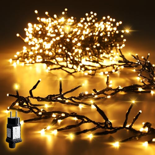 SALCAR Catena Luminosa a Grappolo, 1500LED 15M Luci Natale Esterno con 8 Modalità, Impermeabile IP44 Luci Natalizie Decorative per Albero Natale Giardino Interno Patio Festa Casa, Bianco Caldo
