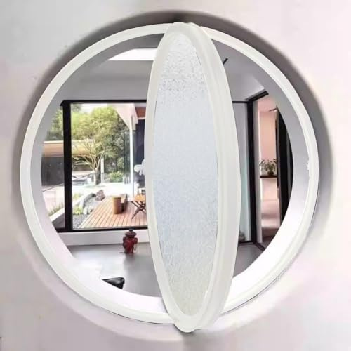 TWHZSAI Ventana Redonda giratoria de aleación de Aluminio, Ventana de Ojo de Buey de Vidrio Templado con manija para decoración de Pared, Ventana abatible para Cocina y hogar, Color Blanco, 2,30 cm/