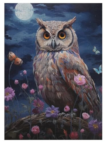 Animal Eule Holzpuzzle 300 Teile, Knobelspiele Für Erwachsene, Teenager, Puzzles Unmögliche - Kinder Puzzle Zimmer Deko 42×30cm