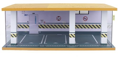 1/24 Scale Car Garage Model Diorama Parking Lot Scenery Display Box w/Light