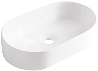 Aufsatzwaschbecken AquaUno NAIA 51x31 cm Oval Weiß, ohne Überlauf | Glänzende Sanitärkeramik; Aufsatzmontage auf Waschtischplatte oder Badmöbel; glatte, hygienische und pflegeleichte Oberfläche