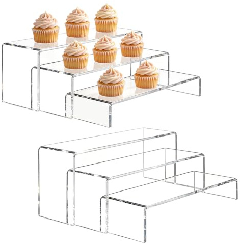 6pcs Alzate di Display in Acrilico, Trasparente Alzatina per Dolci | Scaffali Espositivi in Plastica per Giocattoli, Dessert, Cosmetici, Collezioni, Gioielli