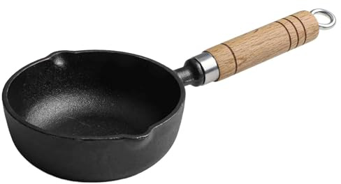 Cast Iron Mini Frying Pan 5.1 Inch Portable Cooking Pan For Induction Cooker Stove Grill BBQ Oil Pouring Uncoated Skillet For Omelets Pancakes Camping Travel Kitchen Cookware