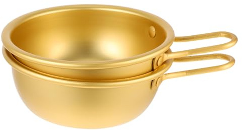Alipis 2 pièces Bol à Vin Coréen Aluminium avec Poignée Bols Polyvalents pour Soupe Ramen et Riz Faciles à Transporter pour Camping et Maison