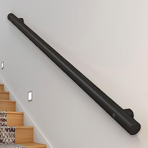 Corrimano moderno nero opaco per scale – 3 m/3,5 m/4 m/4,5 m ringhiera da parete in acciaio inox per interni ed esterni – Kit completo 140 cm