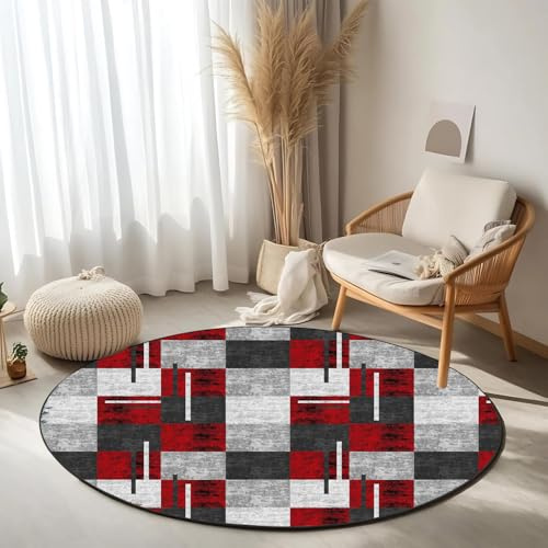 WTHYGB KUZRZNH Rund Teppich, Waschbarer Runder Teppich, rutschfest,90cm | Weicher Kunstwolle ModernTeppich für Wohnzimmer, Schlafzimmer, Küche, Kinderzimmer, Esszimmer und Büro #Y41