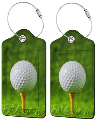 2 Pack Luggage Tags, Travel Cruise Golf Ball Personalised Luggage Tags with Privacy Flap, Name ID Label and Metal Loop for Women Men Baggage Handbag School Bag Backpack