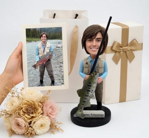 Wackelkopf, personalisierter Fischer-Wackelkopf, handgefertigte Wackelkopf-Figur, Actionfigur basierend auf Ihrem Foto, Wackelkopf-Geschenk für Freund, Ehemann, Chef, Büro, Kollegen (für Freund)