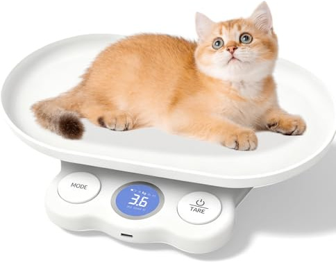 Balance numérique pour animaux de compagnie pour petits animaux, mini balance pour animaux de compagnie 15 kg (±1 g), balance numérique LCD pour chats et petits animaux avec 7 modes de pesée, balance