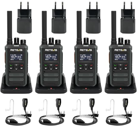 Retevis MateTalk P3 Radios DMR avec Écouteur, Charge Rapide, Talkie Walkie Longue Portée avec SMS, Appels de Groupe, Écran LCD, Radios Numériques Commerciales pour Écoles (Lot de 4)