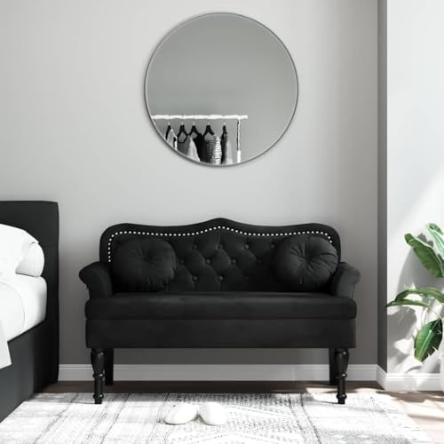 Mokuyary Bank mit Kissen Schwarz 120,5 x 65 x 75 cm Samt Sitzbank Bettbank Schuhbank Sitzhocker für Eingang, Schlafzimmer, Wohnzimmer, Flur
