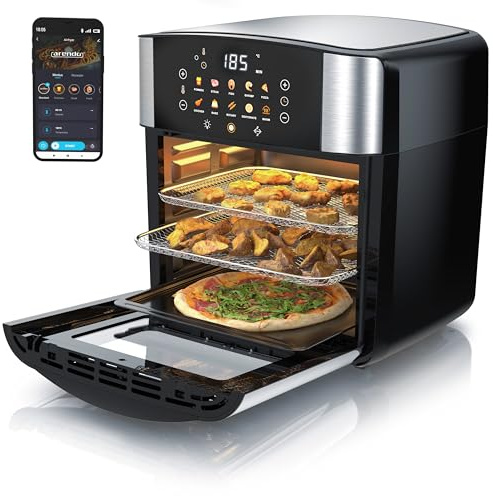 Arendo - Heißluftfritteuse XXL Smart Wlan - extra Groß 16 Liter - Backofen Umluft - Grill - Dörrautomat - Air Fryer - Touchscreen - Easy&Clean - Fritteuse ohne Öl - Pizza Hähnchen Pommes - BPA frei