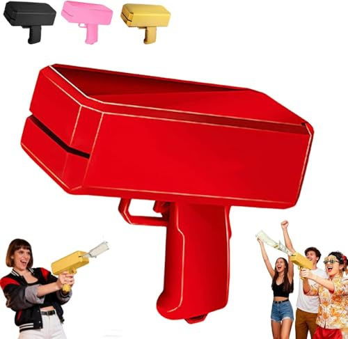Geld Pistole Shooter mit 100 Fake Geld,Geldpistole für Filme,Spielzeugwaffen,Filmrequisitenpistole,damit es regnet,Geldpistole für Spiel,Filme,Party,Partyspiele,Actionszenen für jeden Anlass (Red)