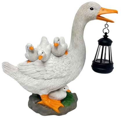Figura solar con linterna, figura de pato en resina resistente a la intemperie, lámpara solar al aire libre para árboles | Para patio trasero pasarela entrada árbol cumpleaños