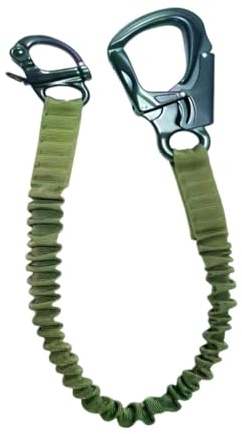 APLVFFZH Fallschutz Verbindungsmittel Bandschlinge mit Elastischem Bungee Und Schnappverschluss Karabiner Schockabsorbierende Rettungsleine für Out, GrÜn