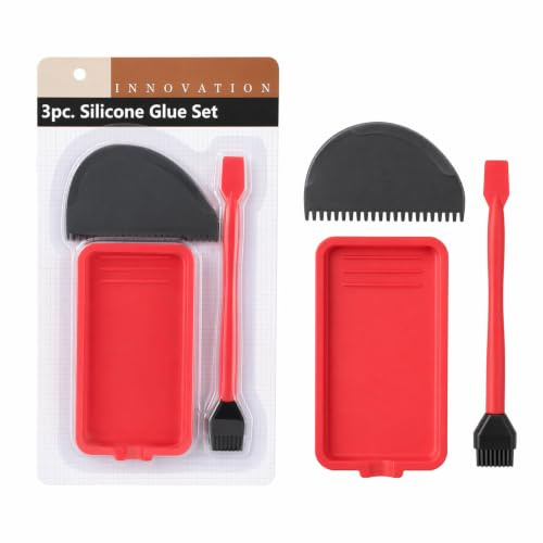 TLDBATICE Kit Colle à Bois, Pinceau Silicone, Bac à Colle et Raclette | Silicone Antiadhésif, Réutilisable 2 en 1 Pinceau, Facile à Nettoyer, Application Précise, Idéal Menuiserie et Bricolage Bois