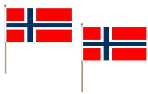 AZ FLAG Pacco 10 Bandiere Norvegia 45x30cm con Asta di Legno - Bandiera Norvegese 30 x 45 cm
