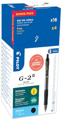 PILOT: G207 Kugelschreiber, einziehbar, 0,7 mm, Blau, 20 Stück Schwarz