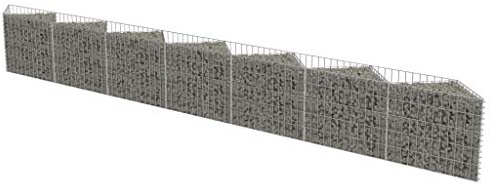 tidyard Gabionenwand mit Pflanzkasten 450×30×50 cm, aus Verzinkter Stahl, Silbern, für Stützmauern Gartenzaun
