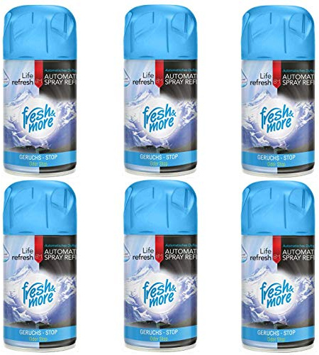 Fresh & More Lufterfrischer Nachfüller Geruchs-Stop 250ml (6er Pack) | Raumduft-Spray-Nachfüller, kompatibel mit Freshmatic Max, klar-frischer Duft