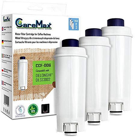 Pack of 3 CareMax CCF-006 Coffee Machine Water Filters Compatible With Delonghi DLSC002 / SER3017 - ESAM, ECAM, ETAM Series